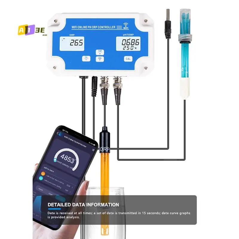 

A13E-W2839 3-In-1 Wifi Water Quality PH/ORP/TEMP Electrode BNC Type Probe For Aquarium Hydroponics Monitor