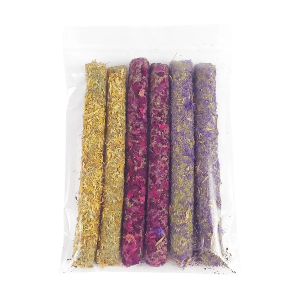 6/18pcs Rabbit Chew Sticks Mixed Natural Flower Chew Toys Treats For Rabbit Bunny Chinchilla Guinea Pig Hamster Molar Snack M3A8