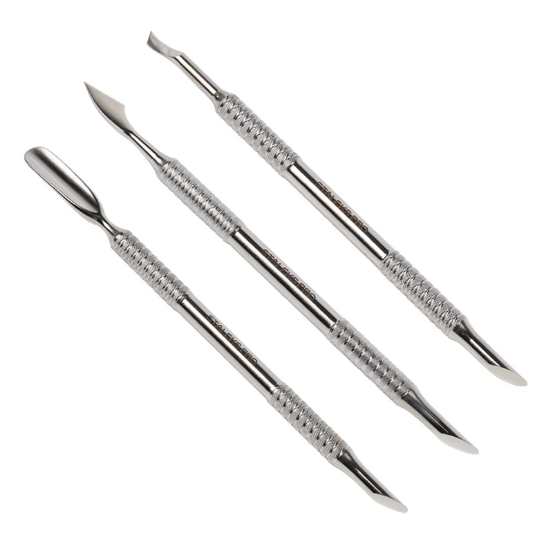 1pc STALEKS Stainless Steel Manicure Double-head Non-slip Dead Skin Push Not Hurt Nails Profession Cuticle Pusher Nail Art Tool