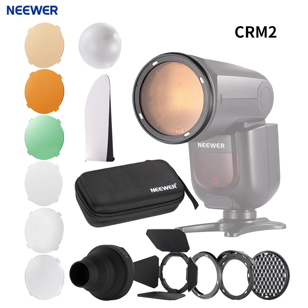 

NEEWER CRM2 Magnetic Accessories Kit for Round Head Flash Z2-C Z2-N Z2-S Z1-C Z1-N Z1-S Compatible with Godox V1 Speedlites