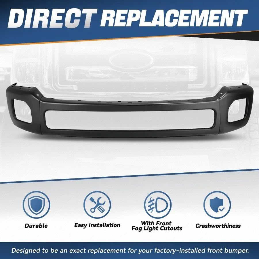 المصد الأمامي تأثير الوجه بار مصممة ل 20112016 فورد F250 F350 شاحنات فائقة التحمل مع انقطاع ضوء الضباب قبعات نهاية غير المصد P