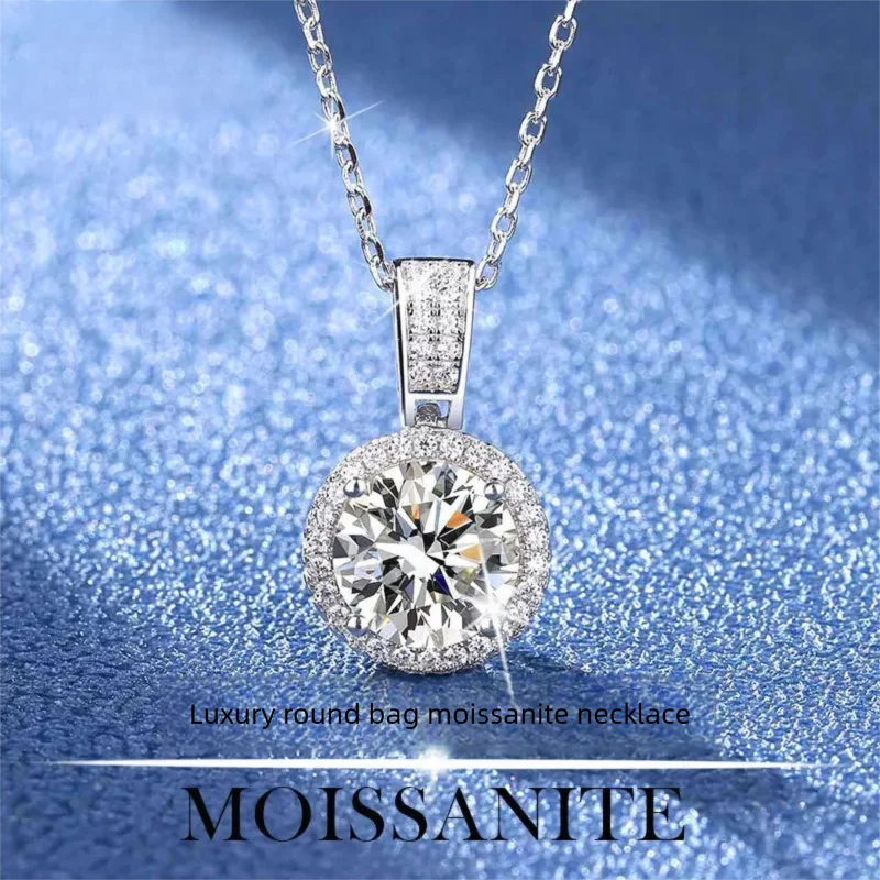 2ct Moissanite Tennis Necklace for Woman Wedding Jewely with Certificate 925 Sterling Sliver Plated 18k White Gold Necklace