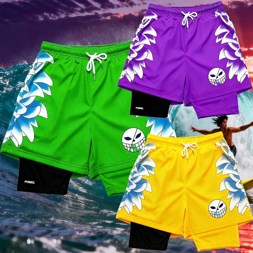 

2-в-1 мужские шорты для фитнеса, бега, пляжного серфинга, плавания, тренировочные шорты, модные повседневные спортивные шорты на открытом воздухе, быстросохнущие дышащие шорты