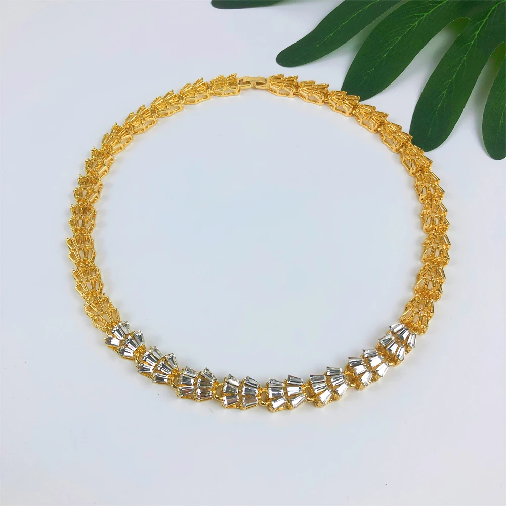 ESALE Dubai 18K Gold Plated Women Jewelry Sets Classic Design Necklace Earrings Charm Bracelet Ring Banquet Party Jewelry