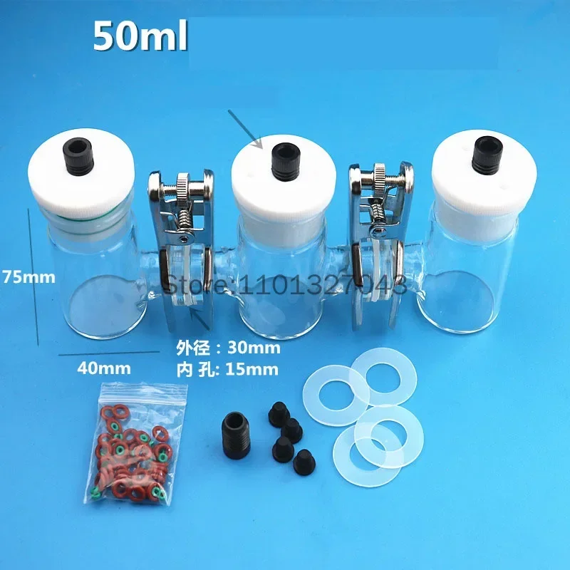 H-Type Triple Electrolysis Cell 3-Neck Sealed Three Chamber Electrolyzer for Laboratory Electrochemical Research & Teaching