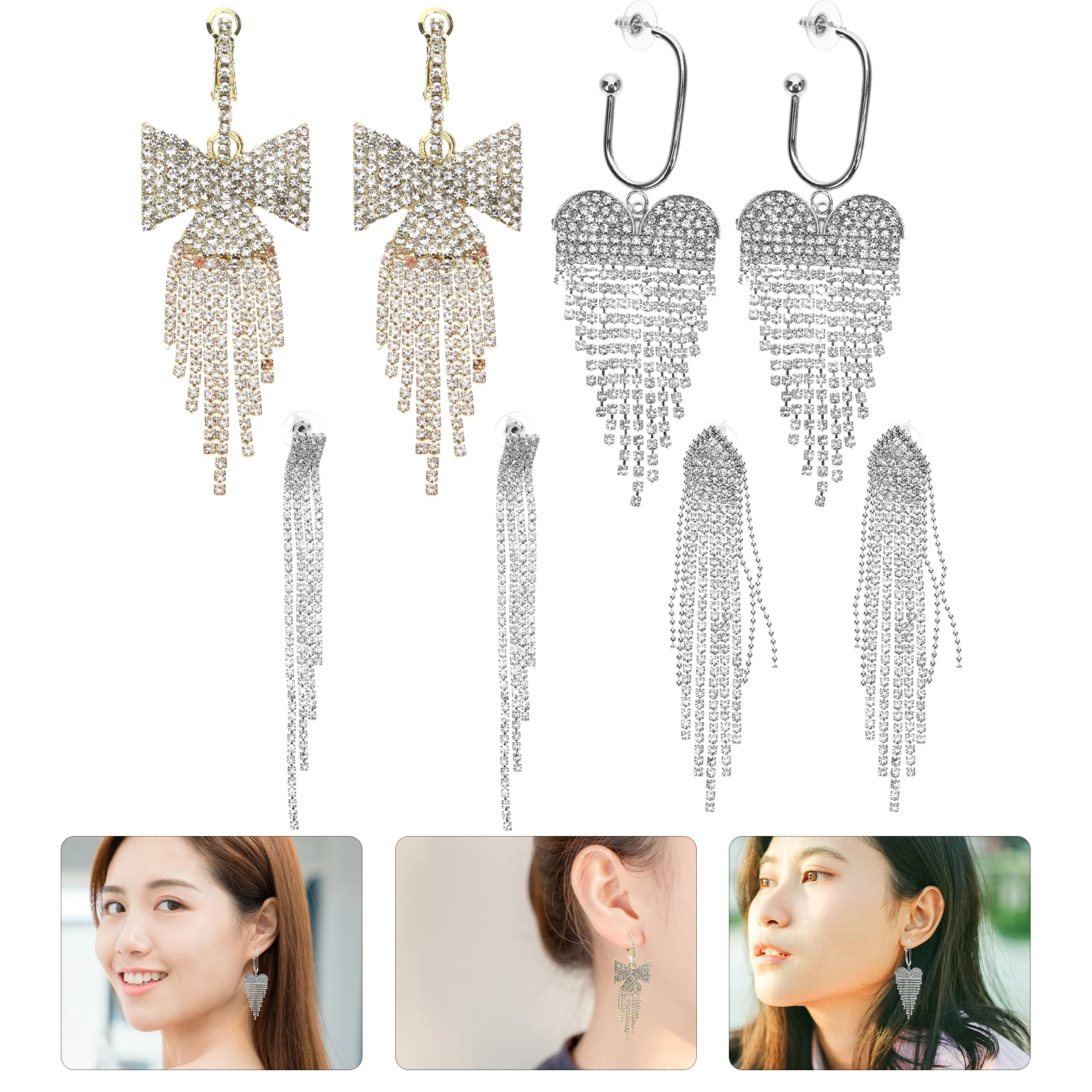 

Sparkly Rhinestone Dangle Chandelier Tassel For Women Wedding Party Banquet Costume Jewelry Drop Bling Fashion Statement