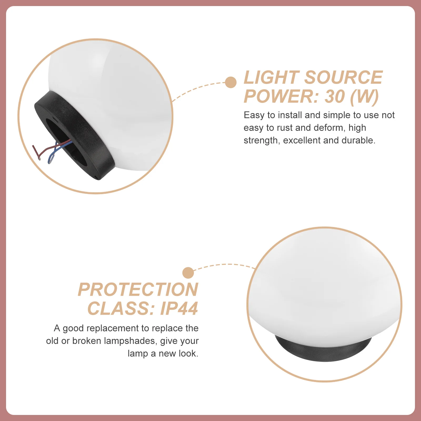 

Globe Light Cover Lamp Shade 200x95mm Plastic Weather Resistant Outdoor Garden Patio Decor Post Replacement