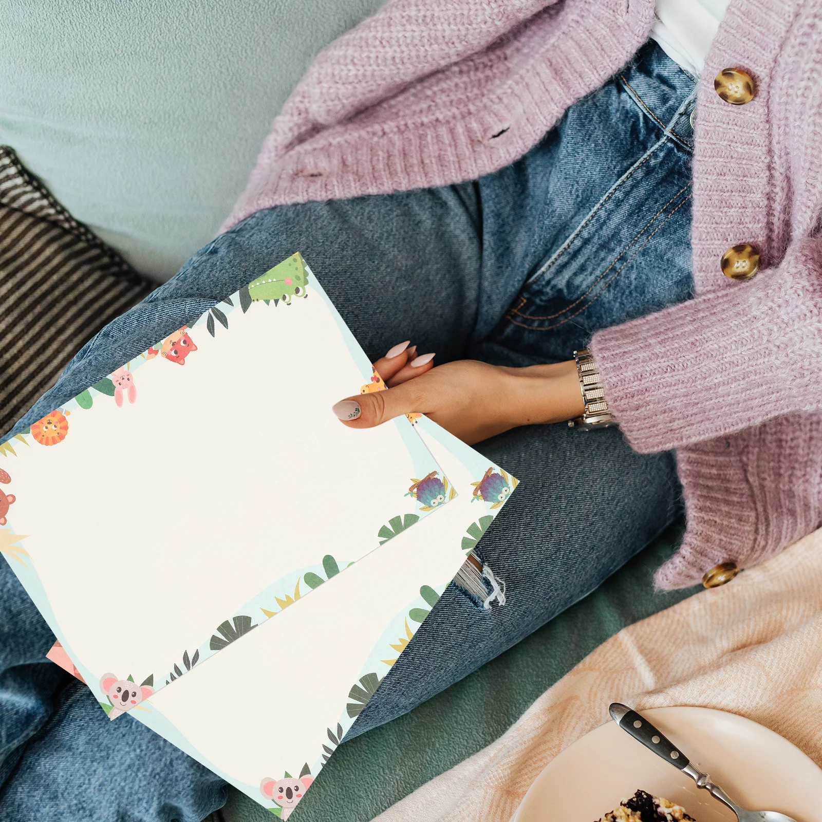 50pcs Letter Writing Paper With Colorful Borders For Notes Greeting Cards Invitations Office School Printing