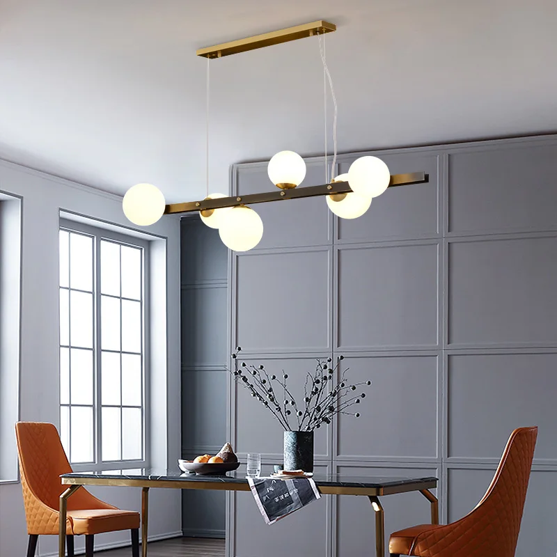 

Creative personality light luxury brass dining lamp post-modern minimalist atmosphere fashion living room chandelier