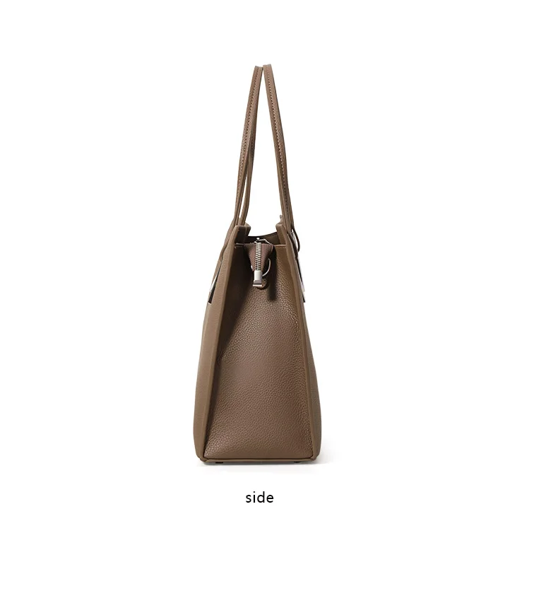 Multi-Pocket-Tasche aus Rindsleder mit großem Fassungsvermögen, minimalistische Damen-Umhängetasche mit Litschi-Textur für Büro, Arbeit, Reisen – Detail 9
