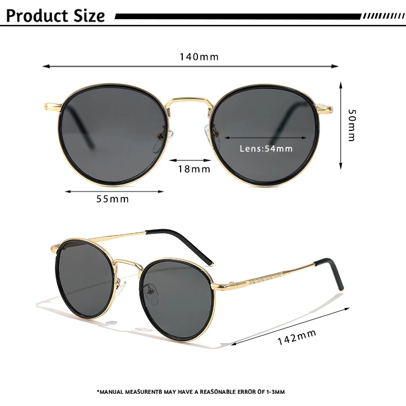 CATERSIDE Retro Runde Sonnenbrille für Herren, Punk-Metallrahmen, Markendesign, Sonnenbrille für Damen, Party, Reisen, Business, UV400 – Detail 3