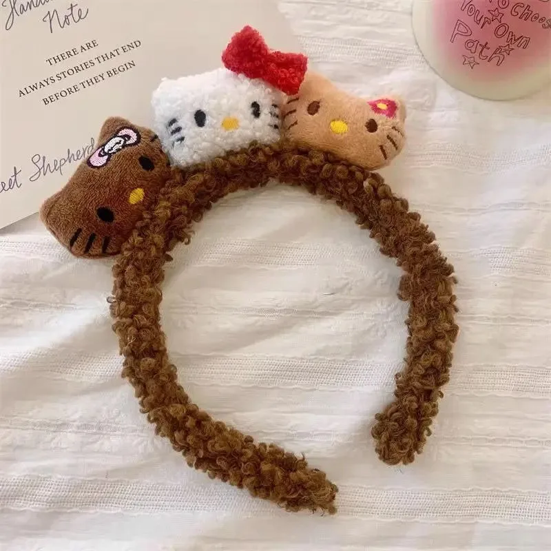 kawaii ciao Kitty Orecchie di gatto Stampa leopardata Cerchio per capelli in pelliccia di peluche anime bella ragazza 3d kt moda Accessori per capelli all'ingrosso