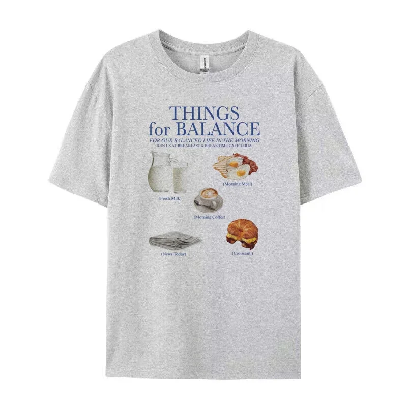 Breakfast Korean Streetwear T-Shirts Women Oversized Y2k Aesthetic Graphic Tees Cute Food T Shirt Unisex Summer Fashion Clothes