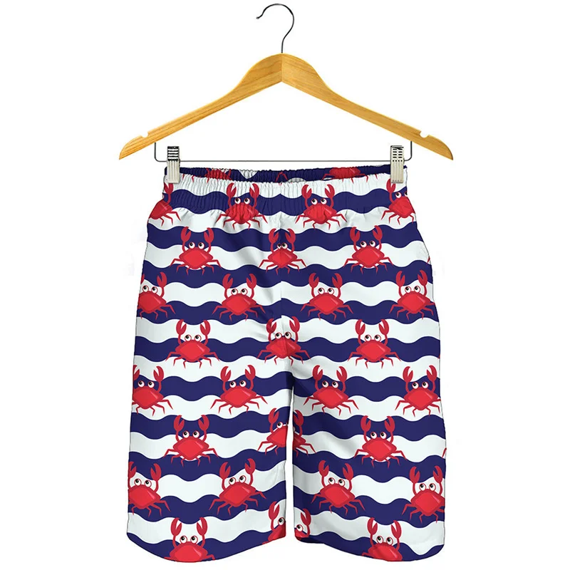 

Cartoon Crab 3D Printed Beach Shorts Men Animal Pattern Surf Board Shorts Summer Swimming Trunks Quick Dry Oversized Ice Shorts