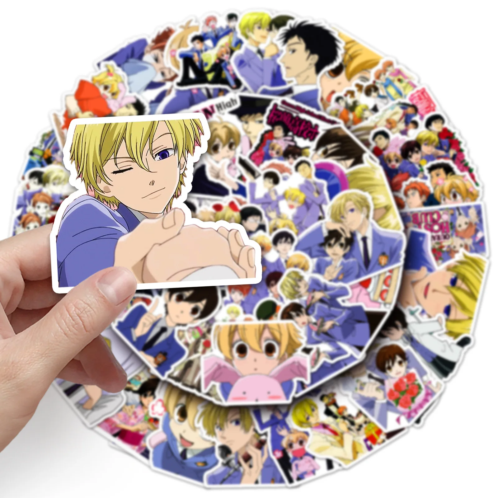 50Pcs Cartoon Ouran High School Host Club Graffiti Stickers Mobile Phone Skateboard Suitcase Water Cup Guitar Decorated Stciekr