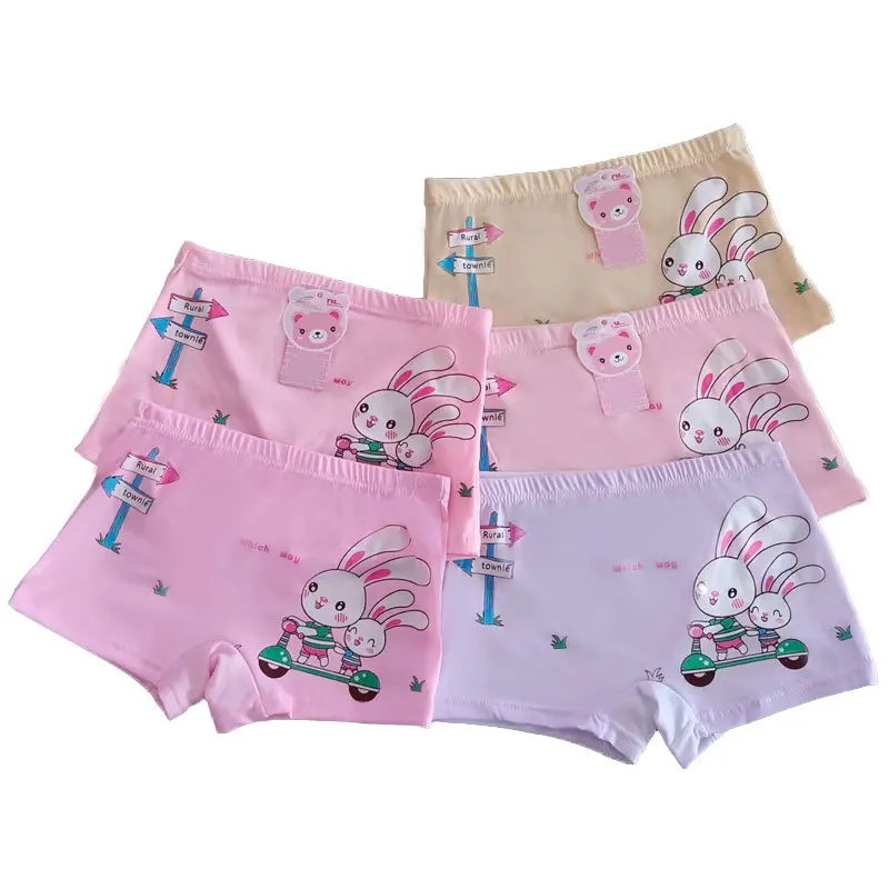 4 pcs /Lot cartoon Design Underpants Briefs baby Girls boxer Panties Cotton Soft Breathable Underwear for 2-12 years Girl