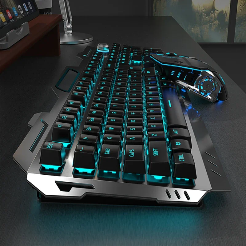 Mechanical feel wireless keyboard and mouse set rechargeable non-Bluetooth keyboard and mouse