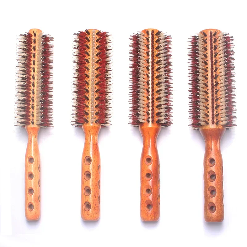 

IRUI 1pc Natural Wild Boar Bristle Brush Professional Roller Comb Anti-Static Salon Styling Hair Comb Haircut Tool Hair Brush