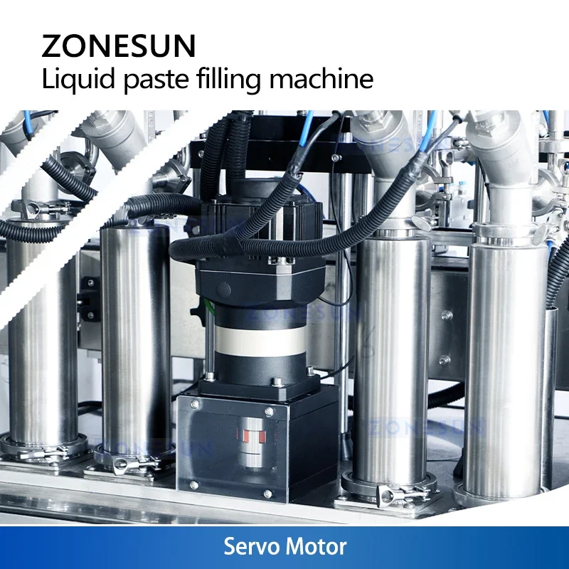 Zonesun sistema duplo máquina de enchimento líquido pasta grossa máquina enchimento pistão bomba magnética ZS-SVYT4D