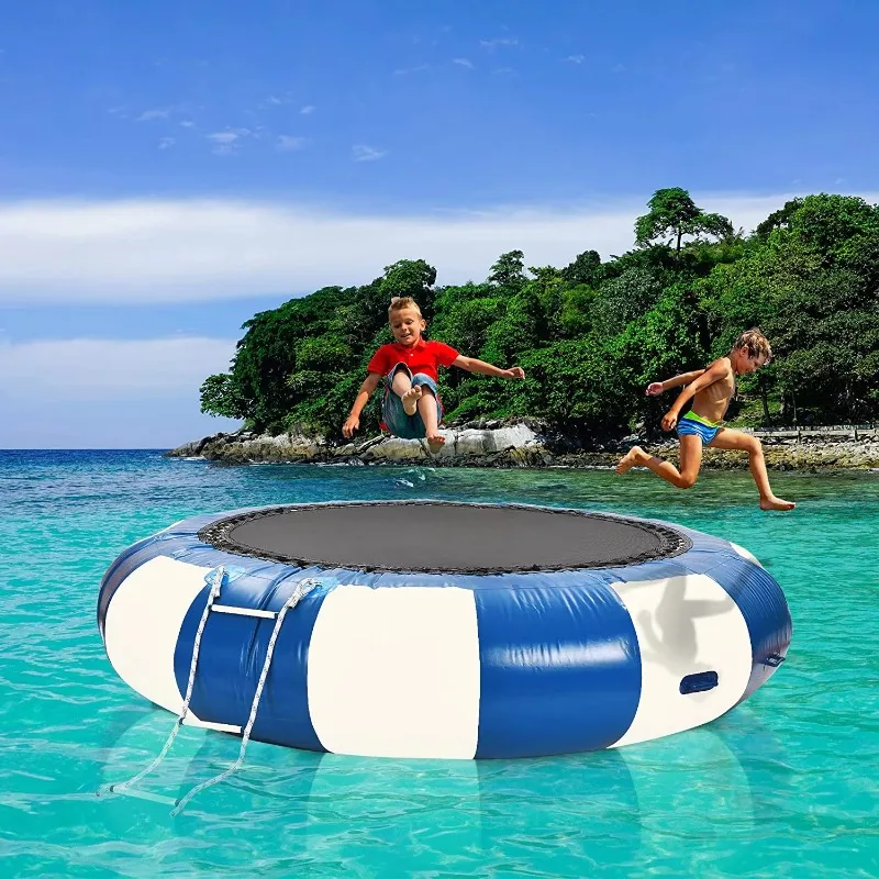 

YTYIN 10ft Inflatable Floating Trampoline Water Round Bouncer With 3-Step Ladder Use For Pool Lake Water Sports Park Equipment