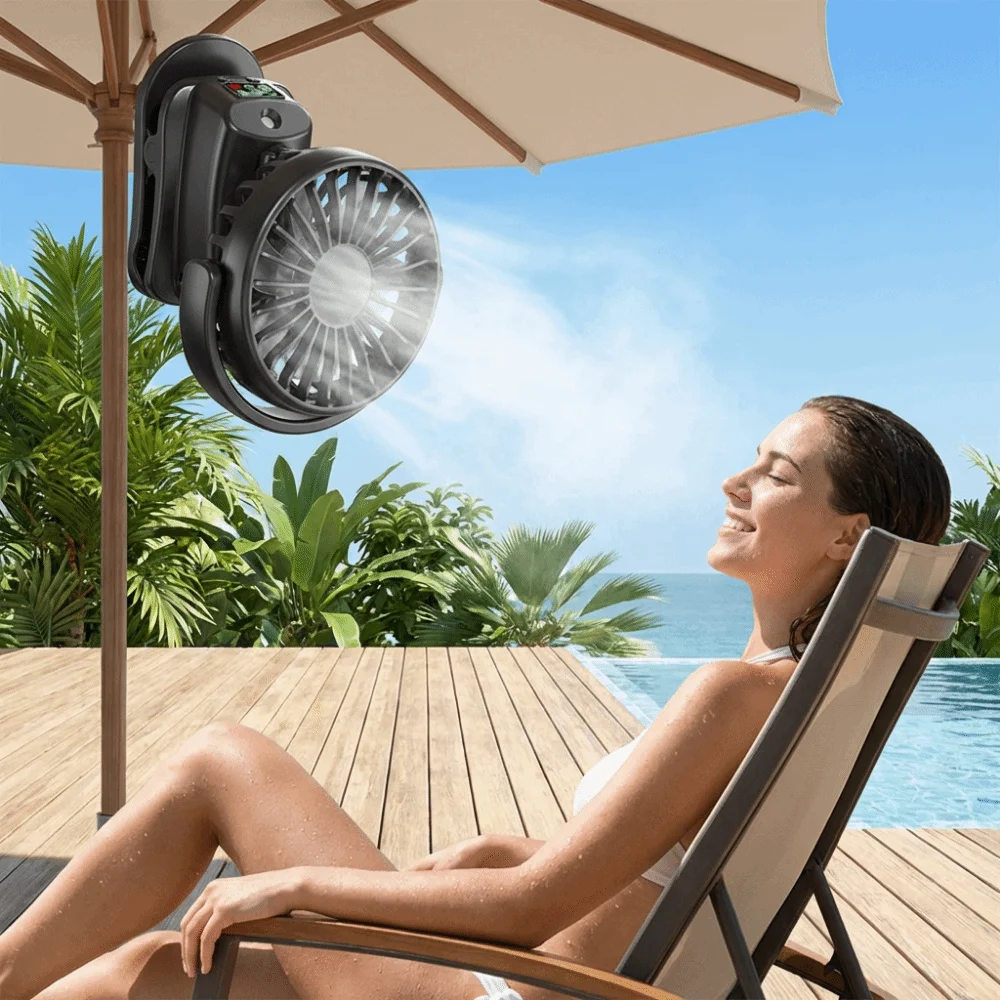 2-In-1 Design Humidifier fan 4 Adjustable Speeds USB Rechargeable Air Cooler Rotation 2 Humidity Settings Humidifier