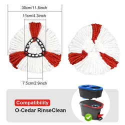 Triangular Spin Mop Head Pad for O-Cedar RinseClean Spin Mop 2-Tank System Microfiber Clean Mop Replacement Refill