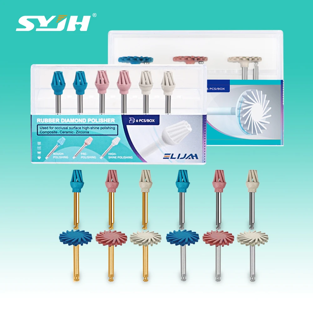 

SYJH 6 шт./кор. стоматологический полировщик резины, полировка смолы, алмазная система, полировальное колесо, спиральная гибкая щетка, стоматологические материалы