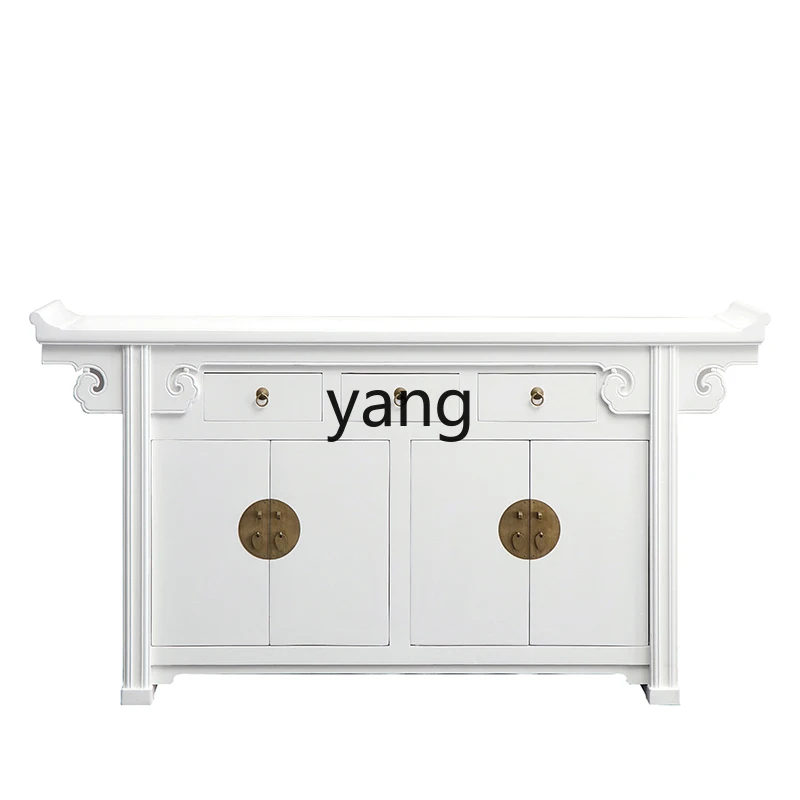 

LH new Chinese style warped head entrance shoe cabinet solid wood antique simple classical TV cabinet decoration