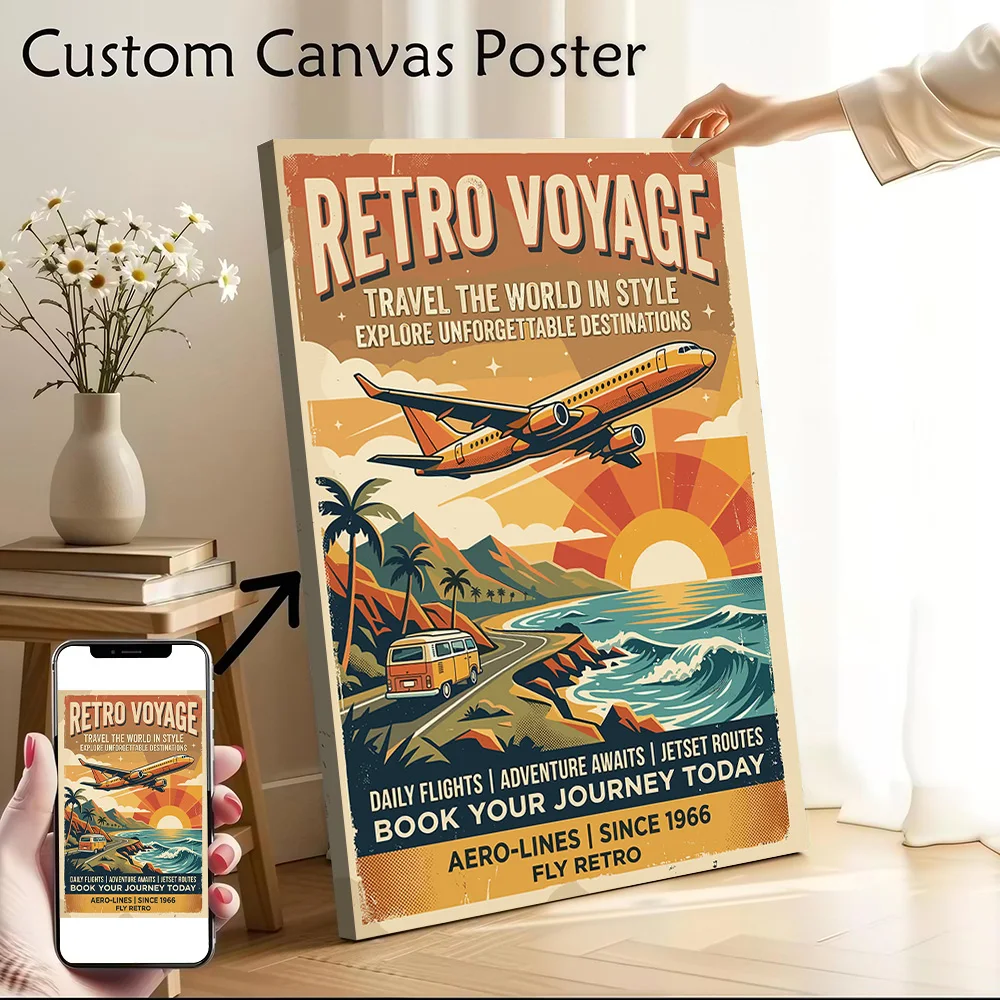 Retro Voyage Travel Canvas Poster Wall Art Customizable High Quality Printed Picture for Bedroom Accessories Wand Deko Painting