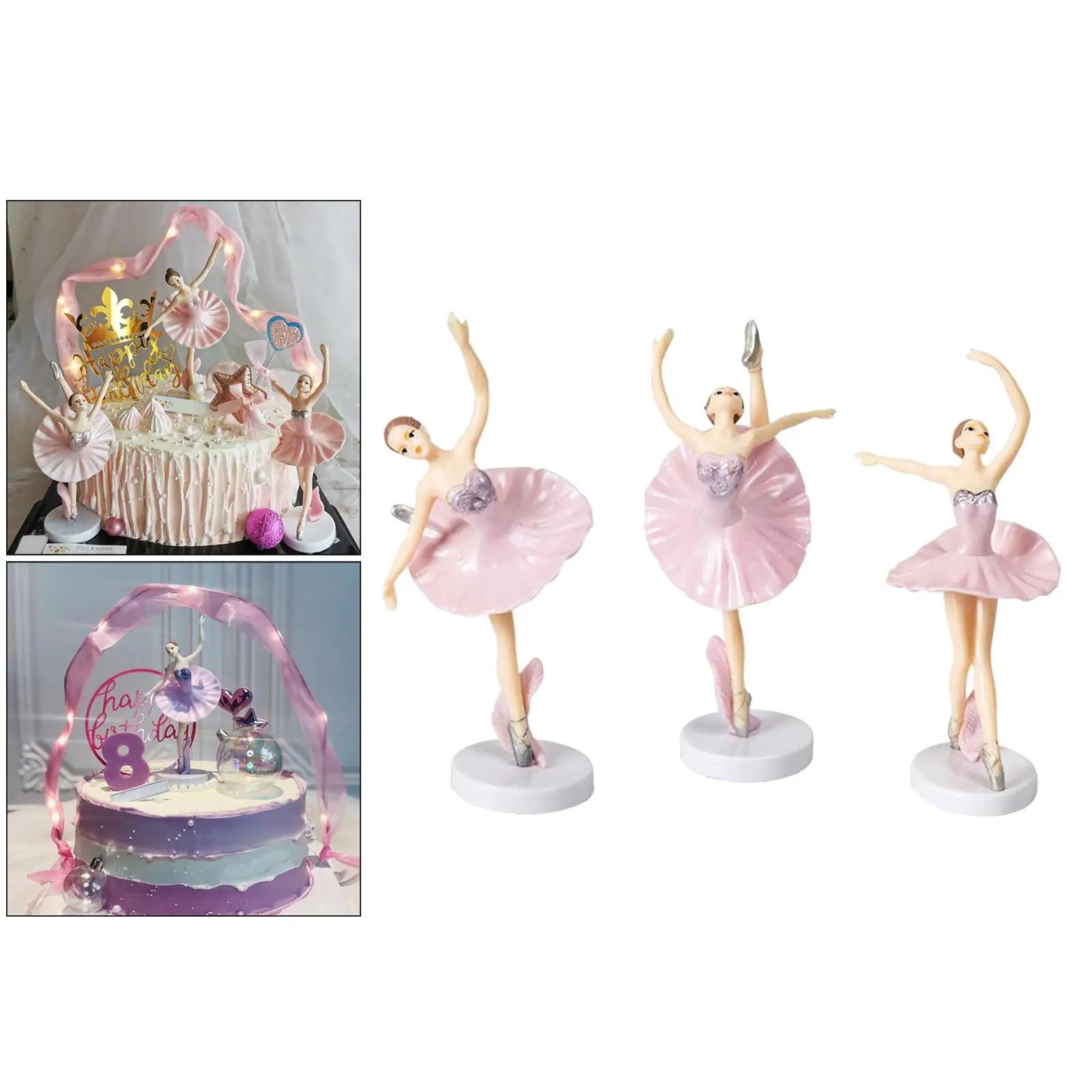 3x Ballerina Cake Topper Cupcake Toppers Cake Picks decorazione creativa per torte movimenti di danza giocattoli decorazioni per feste di compleanno