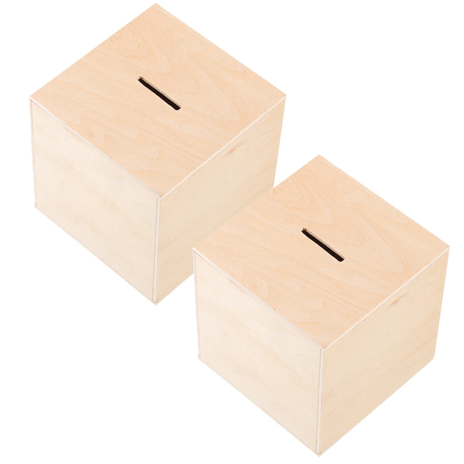 2Pcs Unfinished Wooden Piggy Banks DIY Money Boxes Coin Banks Cute Decorative Saving Jars for Home Decor