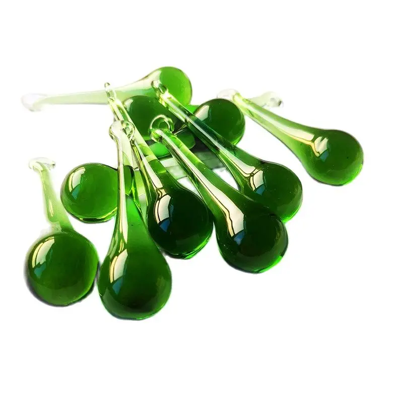 

New Arrival 50pcs/lot 15*55mm Green Raindrops Crystal Chandelier Parts Lamp Glass Hanging Pendants Beads curtain Accessories.