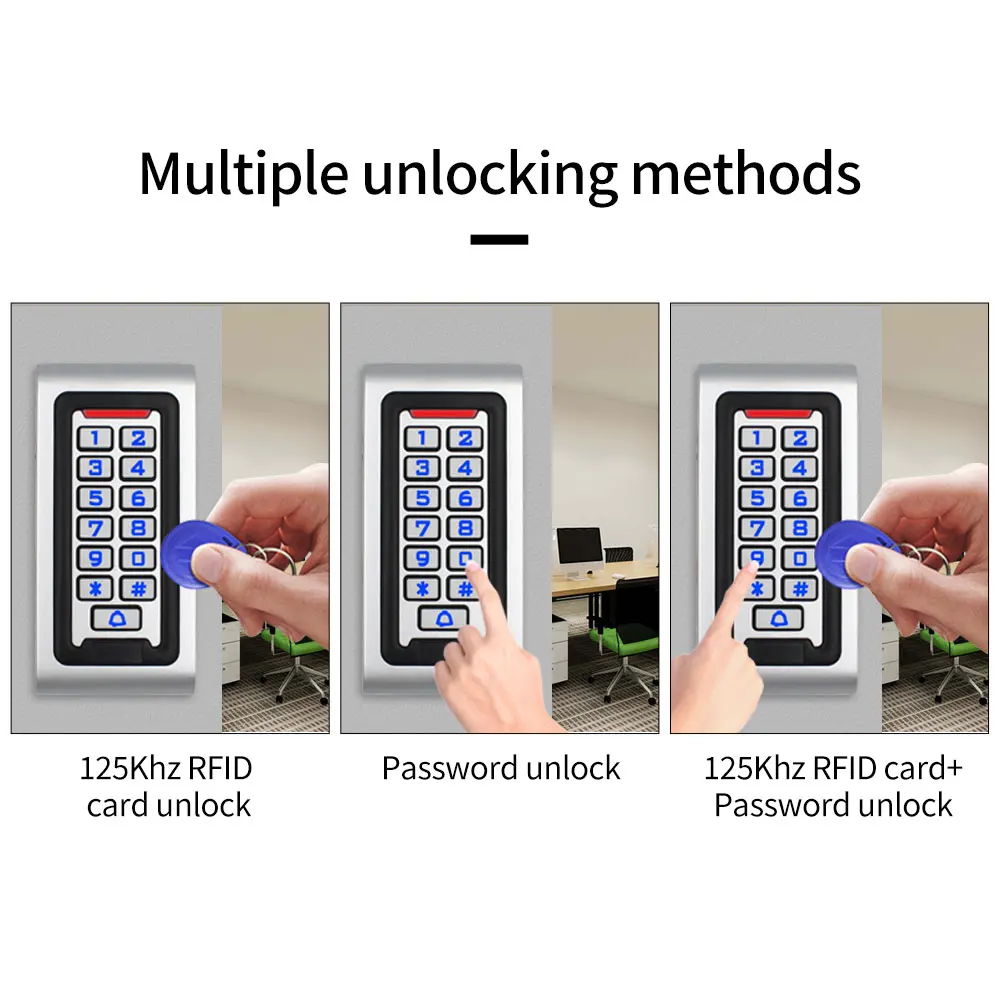 Zinc Metal Rfid Access Control Keypad Support 2000 User 125K EM Card Reader Electric Digital Password Door Lock Opener S601/S602