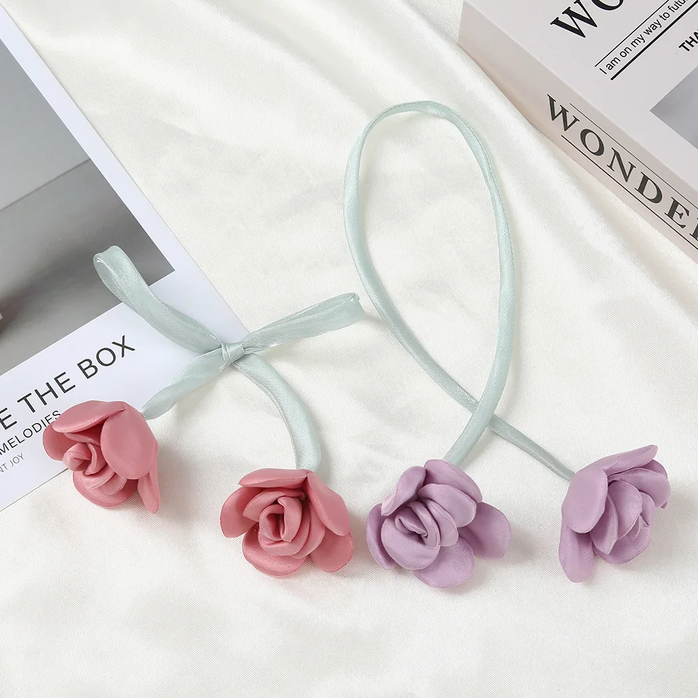 10 teile/los Künstliche Rose Blumen Haar Seil Stirnband Zubehör Kleid Kleidung Taschen Dekoration Doppel Blume Kopf Handmade – Detail 2