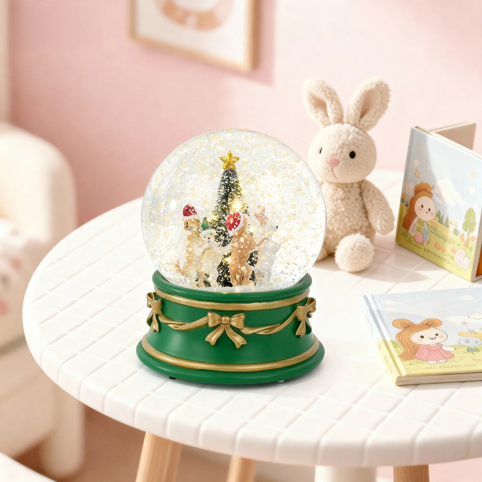 

LED Snow Globe with Cartoon Scene Whimsical Battery-Operated Centerpiece for Christmas Magic & Home Decor