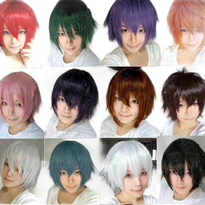 Short Purple Wig Fei-Show Synthetic Wavy Costume Cartoon Role Cos-play Hairpiece Heat Resistant Party Salon Women Hair Toupee