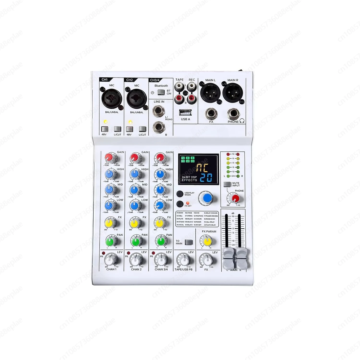 All-in-One USB 4-Ch Mixer: Audio Interface & Processor for Podcast, Home Studio, Live Streaming