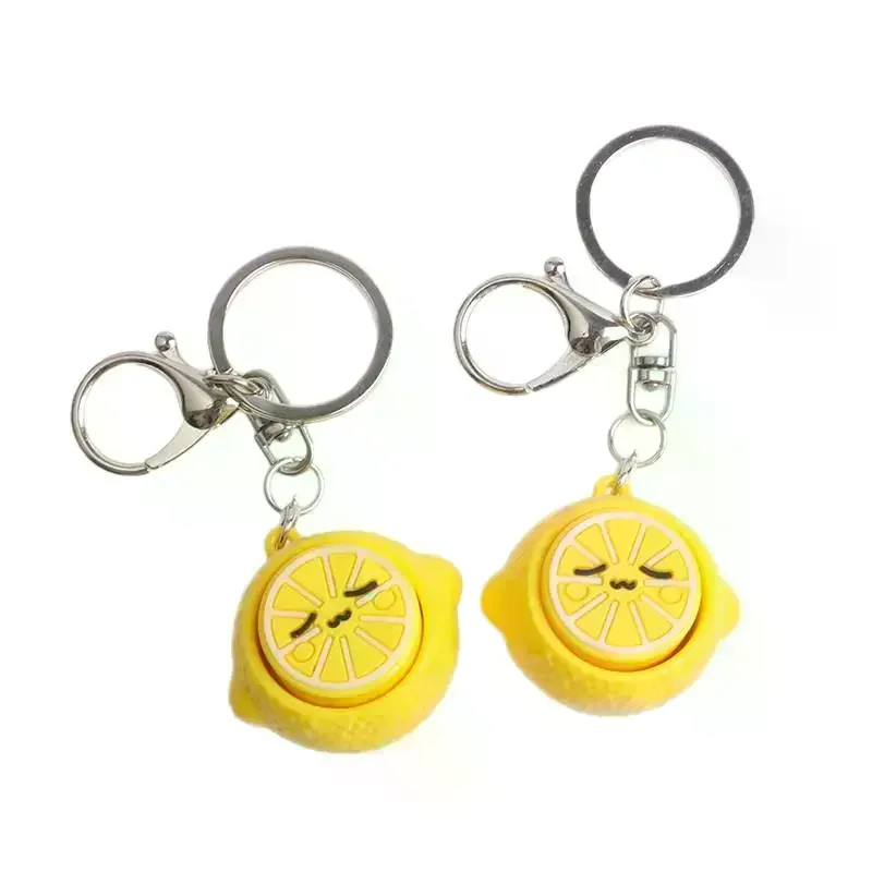 Cartoon Lemon Fruit Fidget Keychain 1Pcs Soft Stress Relief Toy Pendant for Christmas Small Gift Fillers