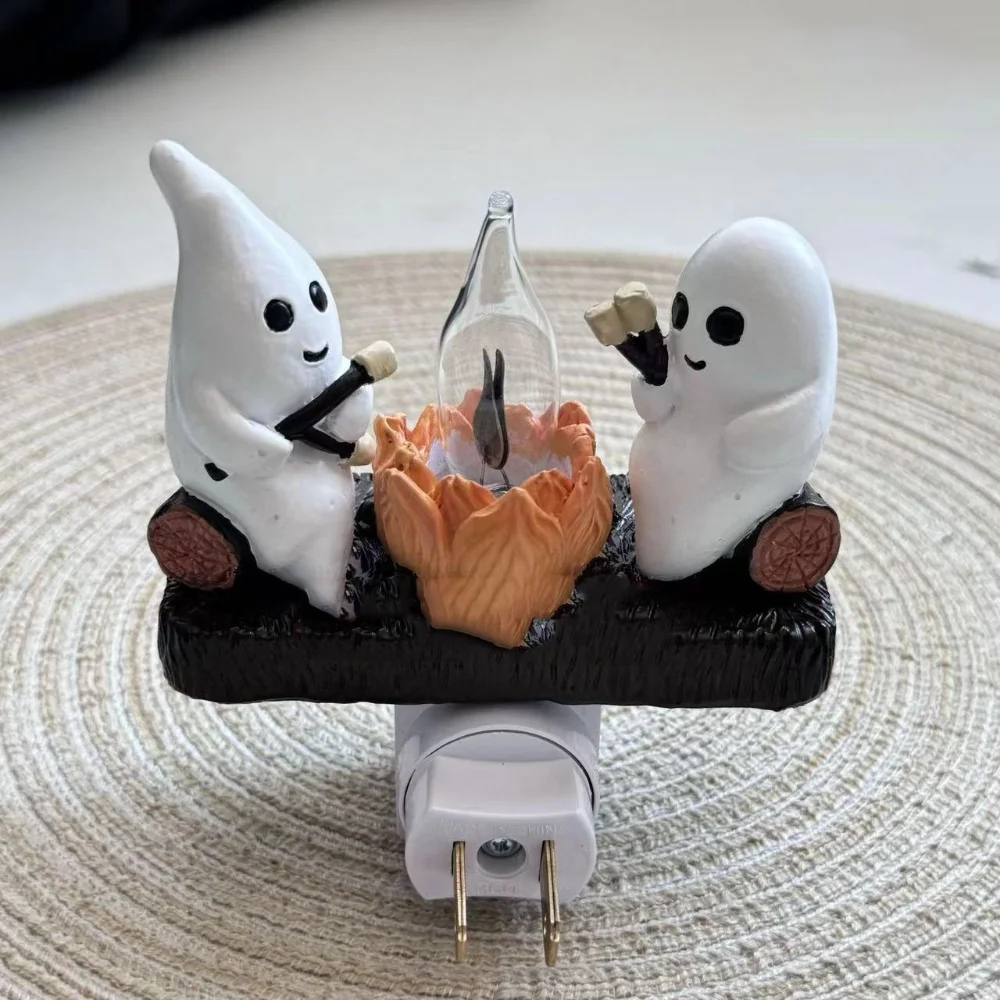 هالوين شبح المعسكر النار الخطمي ضوء الليل الراتنج الخفقان ضوء الليل هدية الديكور مصباح توفير الطاقة لغرفة النوم