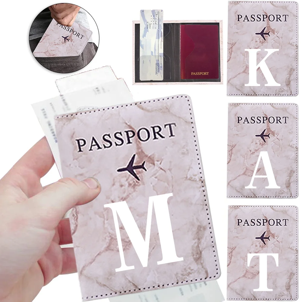 

White Letter Passport Cover Credit Card Passport Holder Women PU Leather Business Storage Pouch for Long Journeys Flights Gift