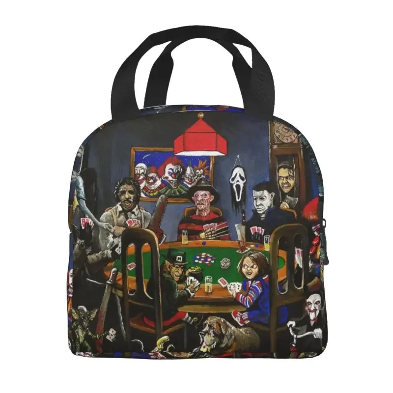 Halloween Horror Movie Character Resuable Lunch Box for Women Cooler Thermal Food Insulated Lunch Bag Kids School Children