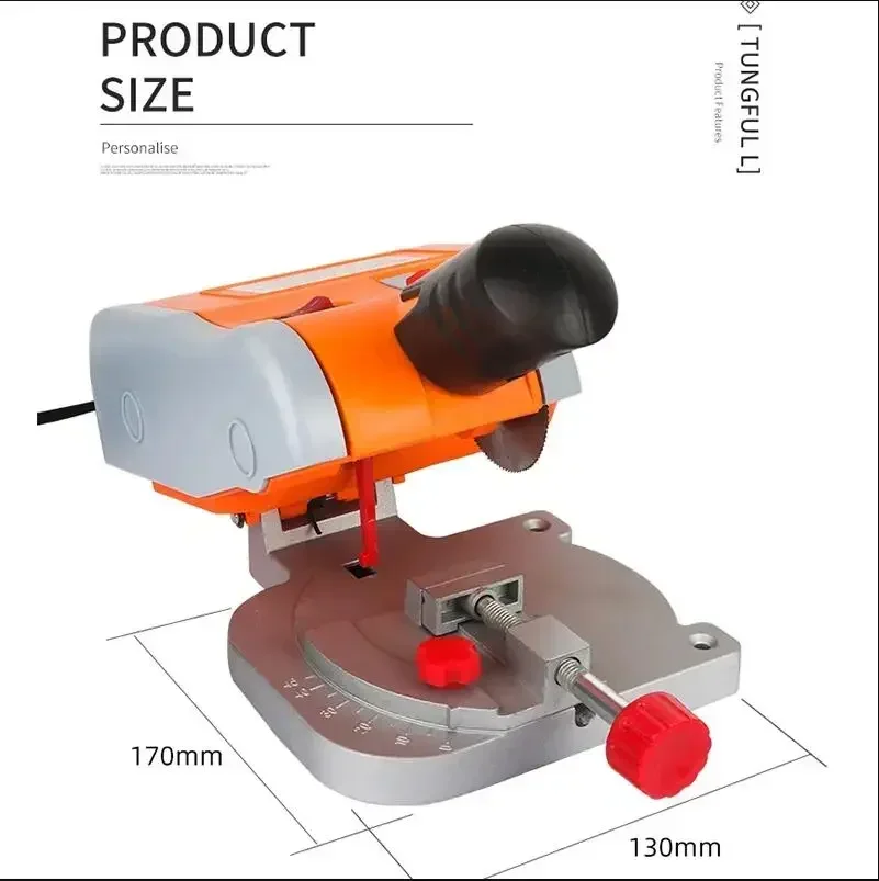 Electric Cutter 0-45° Micro Cutting Machine Table DIY Tool for Metal Wood Plastic Cutting Mini Benchtop Cut-off Saw