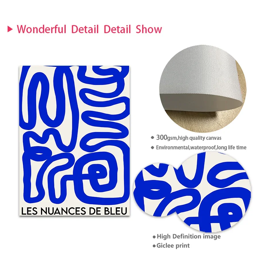 لوحة قماشية لغرفة المعيشة ، لون أزرق كلاين تجريدي ، بيكاسوس باوهاوس ، ملصقات ومطبوعات خط الهندسة ، فن جداري ، صورة زخرفية #4