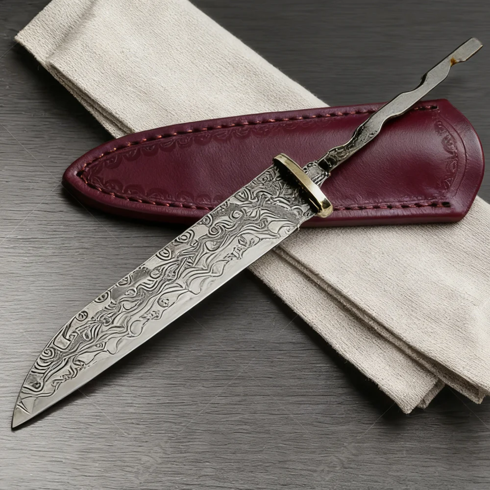 شفرة فولاذية مستقيمة عالية الج - مراجعة Knife Blade Blank Damascus Steel Forged وسعره