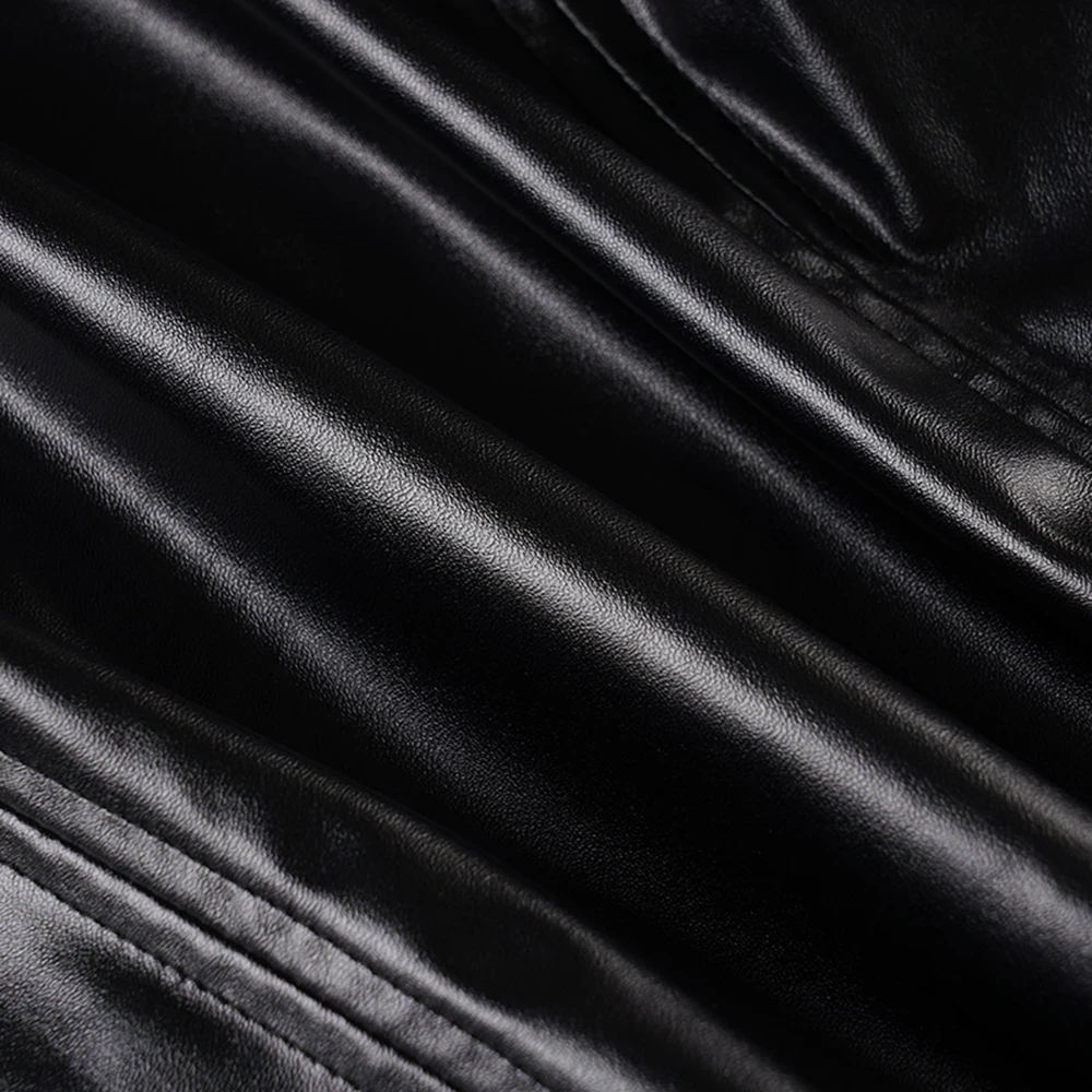 سترة جلدية سوداء أنيقة لراكبي الدراجات النارية على طراز الشارع سترة نسائية بسحاب للخصر معطف طية صدر السترة للتنحيف من الجلد الصناعي ملابس خارجية