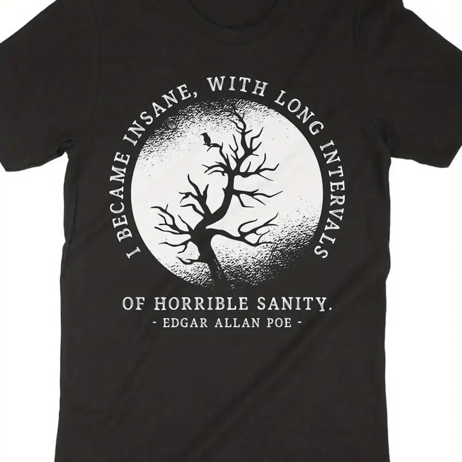 Black Gothic Edgar Allan Poe T Shirt Become Crazy Literary Hor vintage Washed streetwear Casual Stylish designer clothes