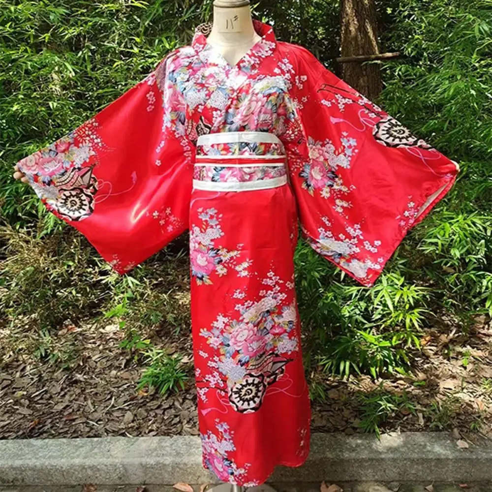 

Cosplay Costume Traditional Japanese Kimono Printed Floral Japanese Style Sakura Girl Kimono Dress Asian Elegance
