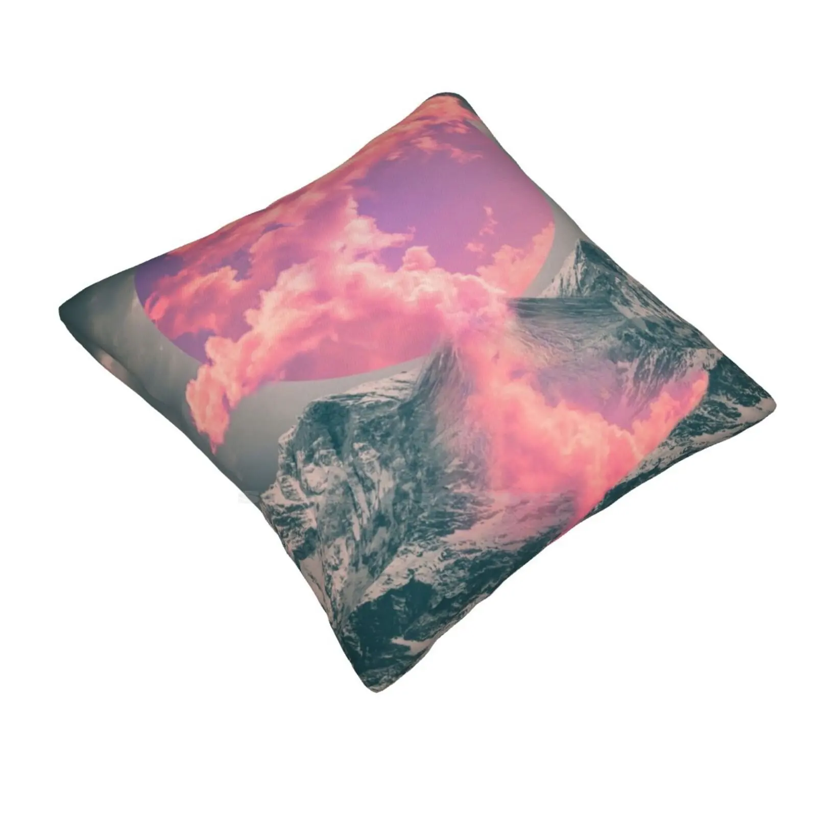 Ruptured Soul Throw Cushion Pillow Cover Mountains Erupt Ruptured Soul Vintage Tones Volcanic Clouds Soul On Fire Surreal