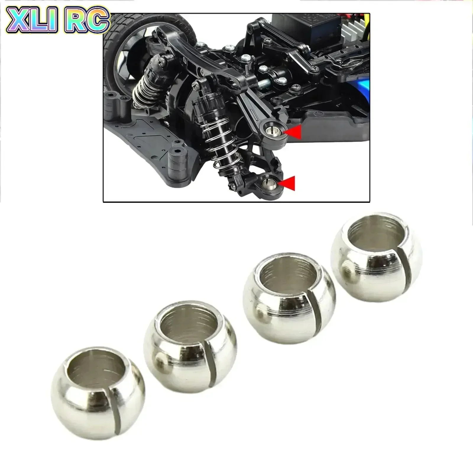 4pcs Metal Low Friction Suspension Ball 54559 for Tamiya TT02 1/10 RC Car Upgrade Parts Accessories