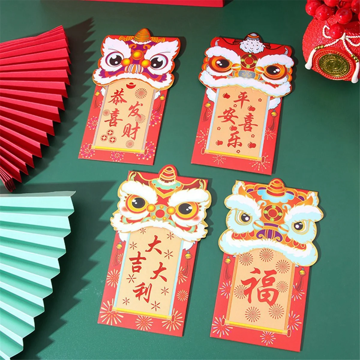 Chinese Red Envelope Spring Festival New Year Lucky Money Envelopes, 16 PCS Chinese Style Design Colorful Envelopes